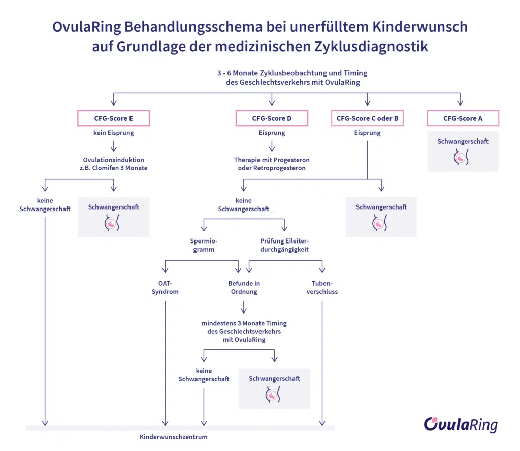OvulaRing Behandlungsschema bei unerfülltem Kinderwunsch auf Grundlage der medizinischen Zyklusdiagnostik